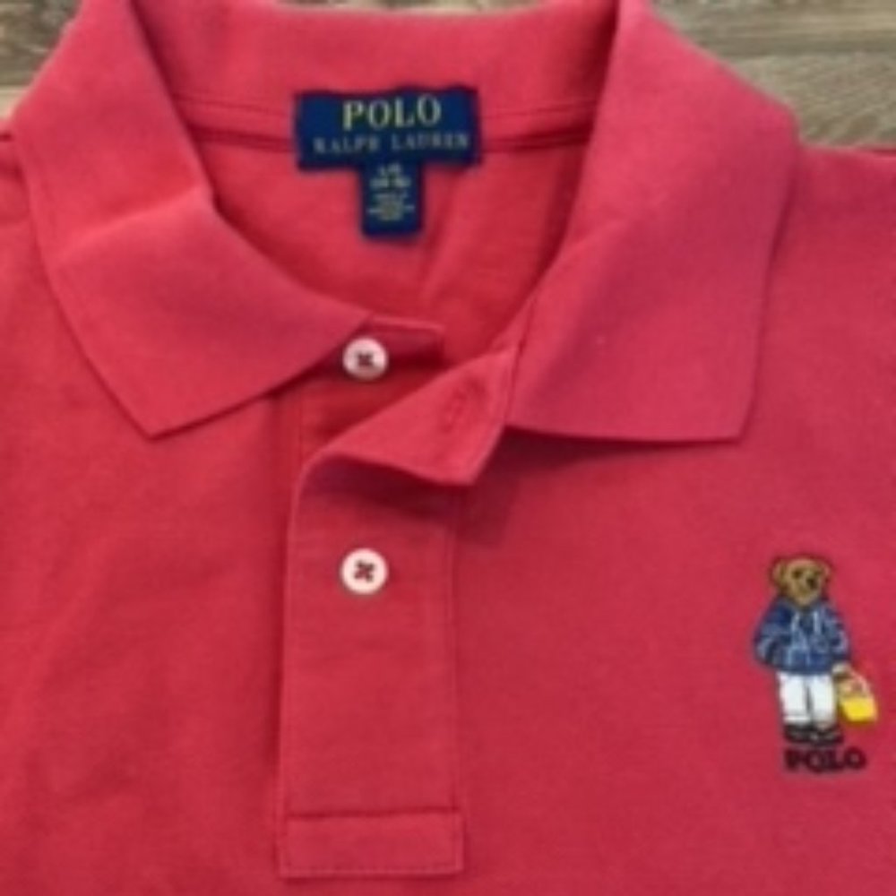 Polo Ralph Lauren Boys Polo Bear Short Sleeve Shirt. Big Kid 14-16. Red.